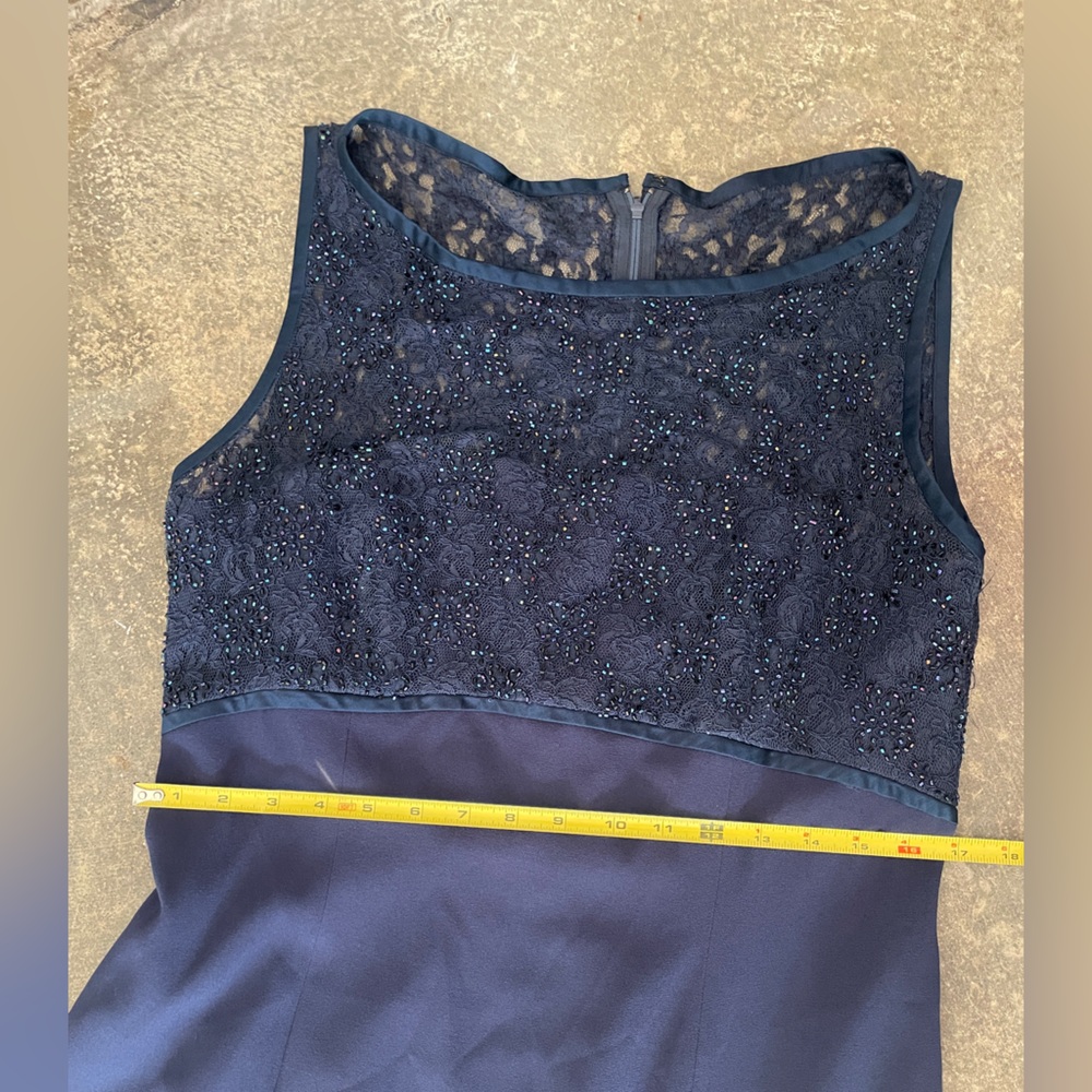 Vintage Marie St. Claire Sleeveless Navy Blue Formal Dress, Size 14